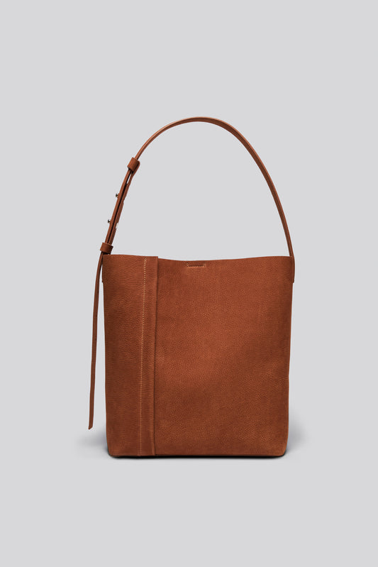 LARGE TOTE PLISSÉ TOFFEE NUBUCK