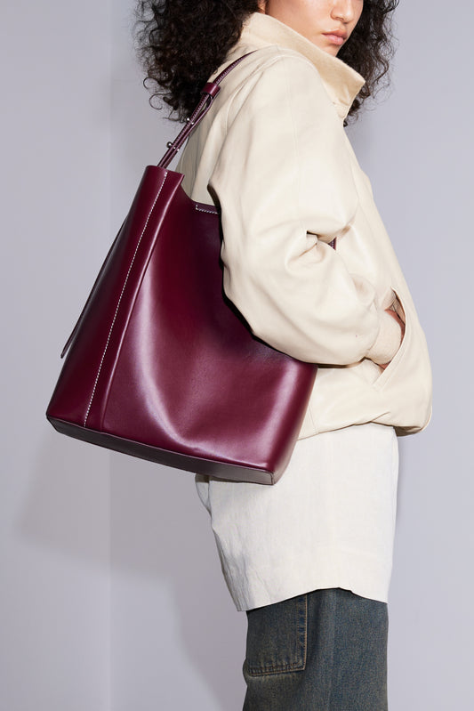 LARGE TOTE PLISSÉ BURGUNDY